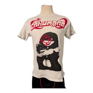Inhumane T-Shirt Medium 20x28 White Red Masked Graphic Tee